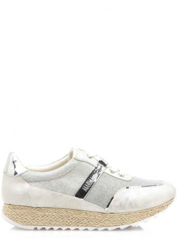 Stříbné tenisky na vyšší espadrilové podrážce Maria Mare - 36
