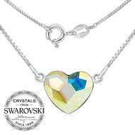 SILVEGO stříbrný náhrdelník se Swarovski(R) Crystals srdce Aurora Boreale