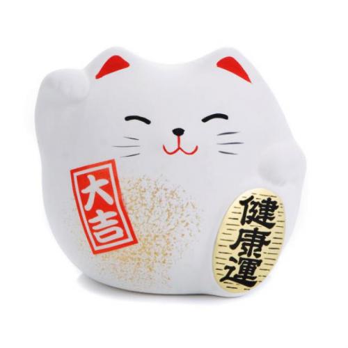 Japonská kočka štěstí Maneki Neko, bílá S JPa