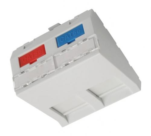 Držák/modul Solarix SXF-M-2-45-WH-U pro 2 keystone šikmý