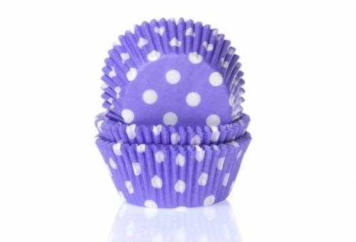 House of Marie Papírový košíček na muffiny fialový puntíkovaný 50ks