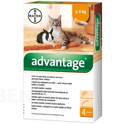 Advantage 40 mg roztok pro nakapání na kůži spot-on pro malé kočky a králíky 1 x 0,4 ml