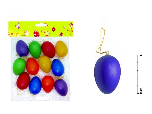 Velikonoční vajíčka plastová 6cm/12ks mix jednobarevná