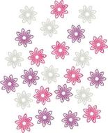Dřevěné květy fialová, bílá, růžová 2 cm 24 kusů