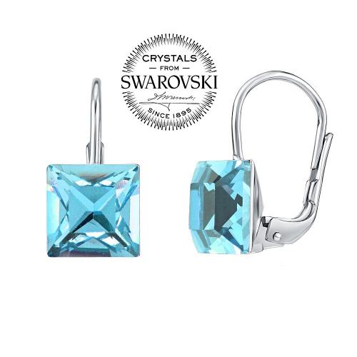 SILVEGO stříbrné náušnice se Swarovski® Crystals Aquamarine - SILVEGOVSW073E