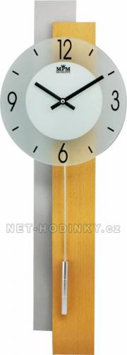 MPM Quality Pěkné dřevěné kyvadlové nástěnné hodiny E05.2713 světlé dřevo E05.2713.53