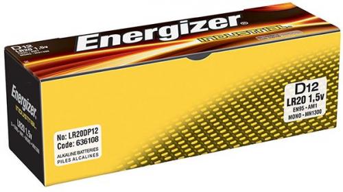 Baterie, ENERGIZER Industrial, D, LR20, 1,5 V, 12 ks