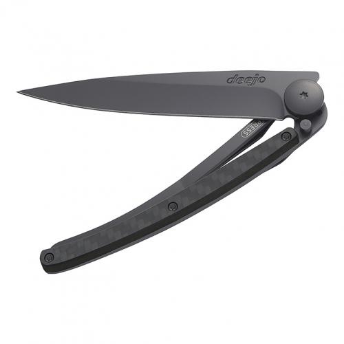 deejo Kapesní nůž composite black 37 g carbon