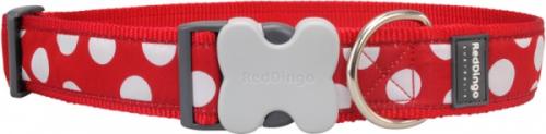 Obojek Red Dingo 12 mm x 20-32 cm - White Spots on Red