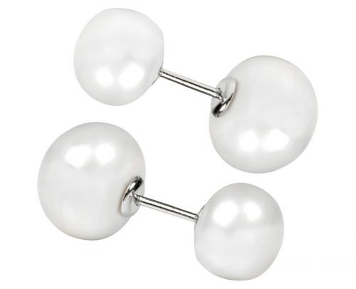 JwL Luxury Pearls Stříbrné oboustranné náušnice s pravými bílými perlami JL0255