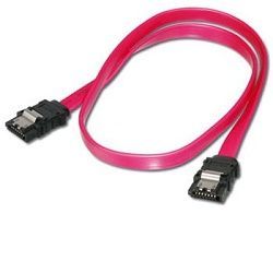 PremiumCord - Kabel SATA - Serial ATA 150/300 - SATA (M) do SATA (M) - 50 cm - opatřený západkou - červená