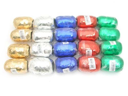 Stuha vázací na dárky metalická, mix barev, 5mm x 20m