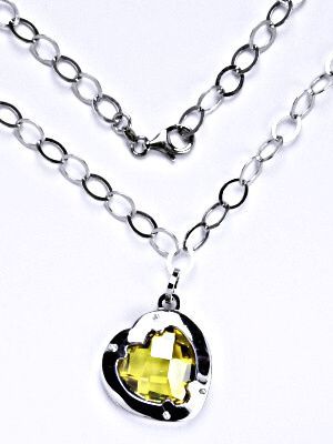 ČIŠTÍN s.r.o Stříbrný náhrdelník se syntetickým zirkonem yellow, srdce 5669