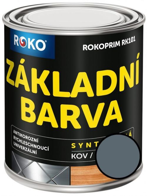 Základní alkydová  barva na kov i dřevo Rokoprim RK šedá ROKO balení 0,75l