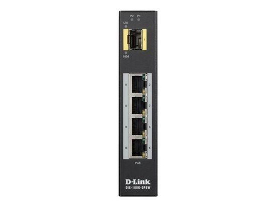 Síťový switch RJ45/SFP D-Link, DIS-100G-5PSW, 4 + 1 port, funkce PoE