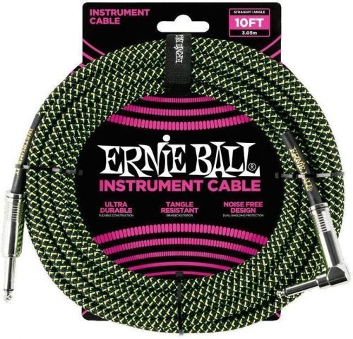 Ernie Ball P06077 Braided Cable 10 SA Black Green