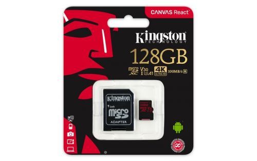 KINGSTON 128GB microSDXC Kingston Canvas Select Plus  A1 CL10 100MB/s + adapter (SDCS2/128GB)