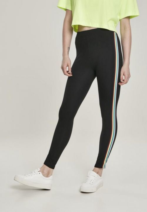 Ladies Multicolor Side Taped Leggings black 3XL