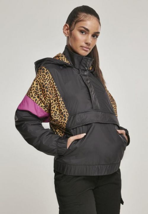 Ladies AOP Mixed Pull Over Jacket black/leo 3XL