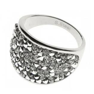 AKTUAL, s.r.o. Ocelový prsten s krystaly Crystals from Swarovski®, CRYSTAL CAL - velikost 53 - LV1001-CAL-53