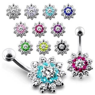 Šperky4U Stříbrný piercing do pupíku - kytička - BP01099-CF