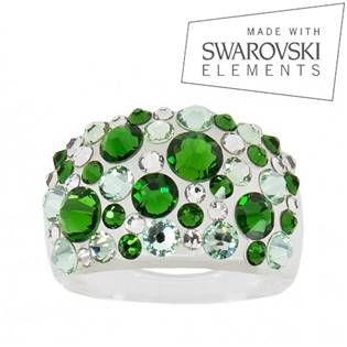 AKTUAL, s.r.o. Prsten s krystaly Crystals from Swarovski®, Green - velikost 53 - LV2011-53