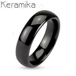 NUBIS® Keramický prsten černý, šíře 6 mm - velikost 63 - KM1000-6-63