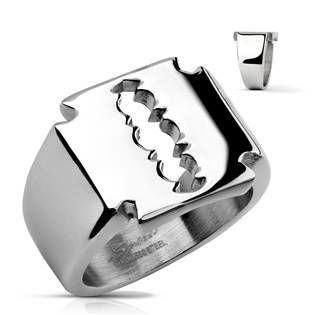 Šperky4U Mohutný pánský ocelový prsten - žiletka - velikost 60 - OPR1668-60