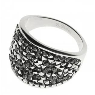 AKTUAL, s.r.o. Ocelový prsten s krystaly Crystals from Swarovski®, LIGHT CHROME - velikost 56 - LV1001-CHR-56