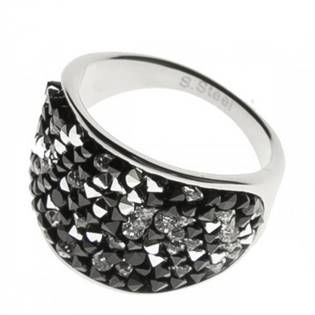 AKTUAL, s.r.o. Ocelový prsten s krystaly Crystals from Swarovski®, PEPPER - velikost 53 - LV1001-PEP-53