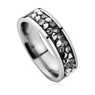 AKTUAL, s.r.o. Ocelový prsten s krystaly Crystals from Swarovski®, GREY METALISEÉ - velikost 57 - LV1004-GME-57