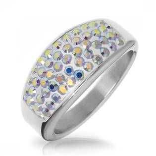 AKTUAL, s.r.o. Ocelový prsten s krystaly Crystals from Swarovski®, AB - velikost 53 - LV1010-AB-53