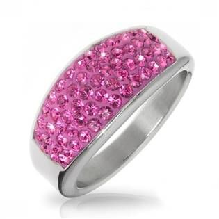 AKTUAL, s.r.o. Ocelový prsten s krystaly Crystals from Swarovski®, ROSE - velikost 53 - LV1010-RO-53
