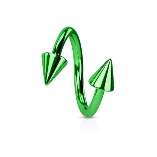 Šperky4U Piercing spirála světle zelená 1,2 x 10 mm - SP1002G-1210