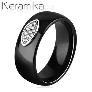 NUBIS® Keramický prsten černý, šíře 8 mm - velikost 52 - KM1008-8-52