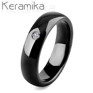 NUBIS® Dámský keramický prsten černý, šíře 6 mm - velikost 52 - KM1010-6-52