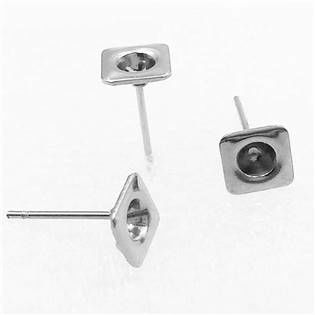 Šperky4U Ocelové náušnicové lůžko čtvercové pro 3 mm kámen - 1 kus - OK1120