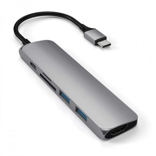 Redukce / adaptér - Satechi, USB-C Slim Multimedia Adapter V2 Gray