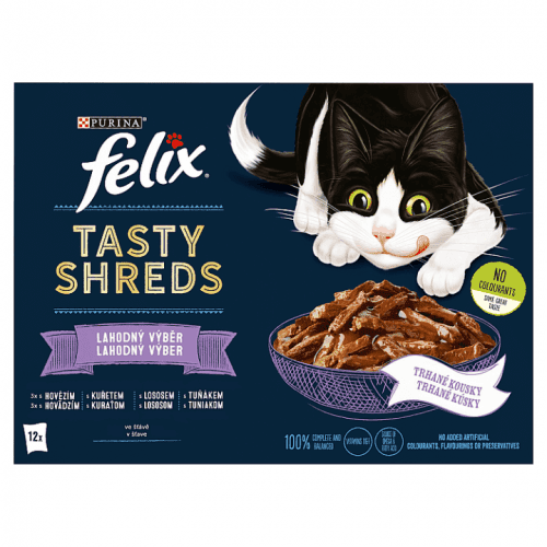 Felix Tasty Shreds výběr mix ve šťávě (12×80g)