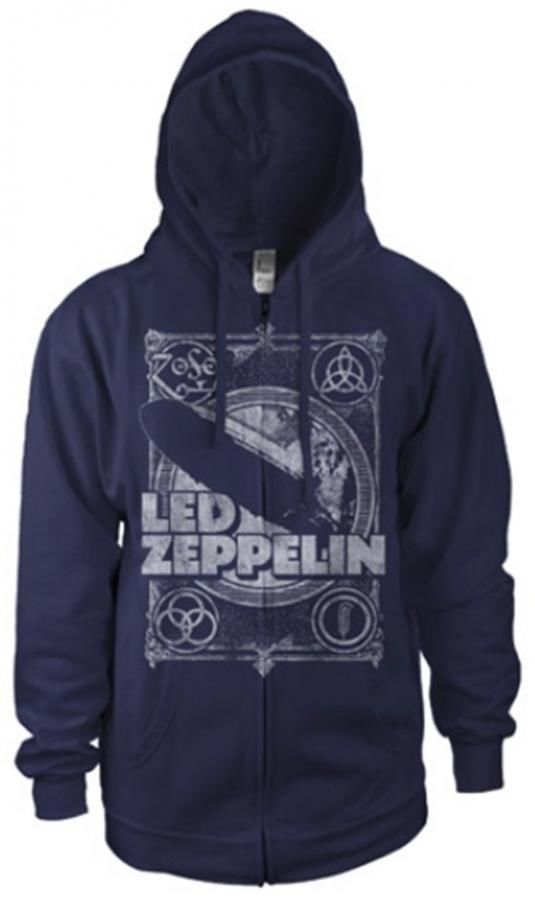 Led Zeppelin Vintage Print LZ1 Hooded Sweatshirt Zip S