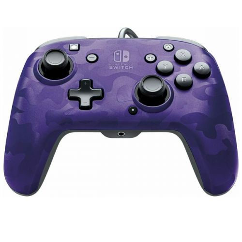 PDP Faceoff Deluxe + Audio Wired Controller for Nintendo Switch, camo purple