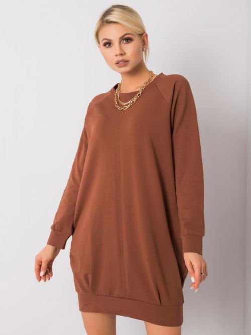 HNĚDÉ MIKINOVÉ ŠATY RV-TU-5184.93P-BROWN Velikost: S/M