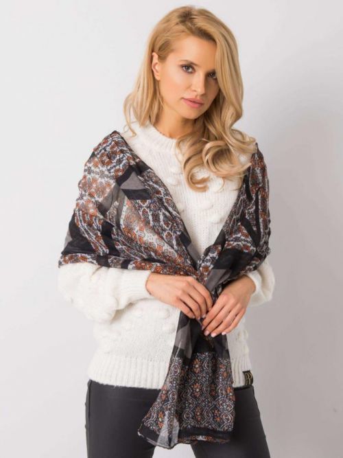 ČERNÝ DÁMSKÝ ŠÁTEK SE VZORY AT-CH-F106011-2-BLACK Velikost: univerzální