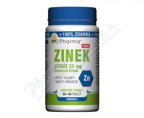 Zinek citrát Forte 25mg tbl.90+90 BIO-Pharma