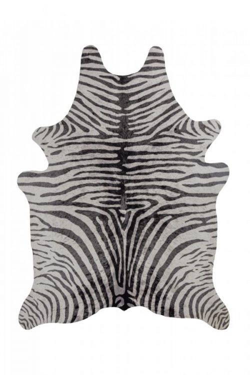 Flair Rugs koberce Kusový koberec Faux Animal Zebra Print Black/White - 155x190 tvar kožešiny cm Bílá
