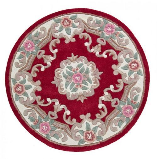 Flair Rugs koberce Ručně všívaný kusový koberec Lotus premium Red kruh - 120x120 (průměr) kruh cm Červená