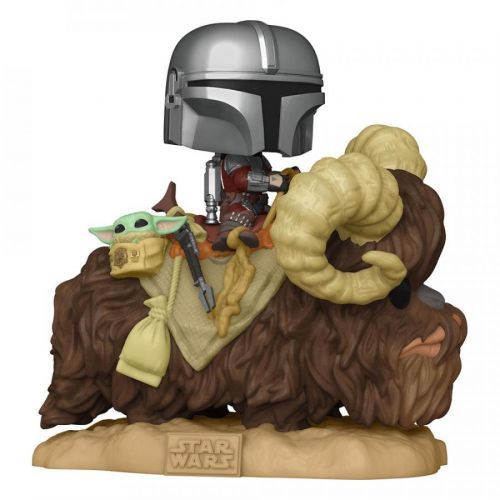 Funko | Star Wars The Mandalorian - POP! Deluxe Vinyl Figure The Mandalorian on Wantha with Child in Bag 9 cm