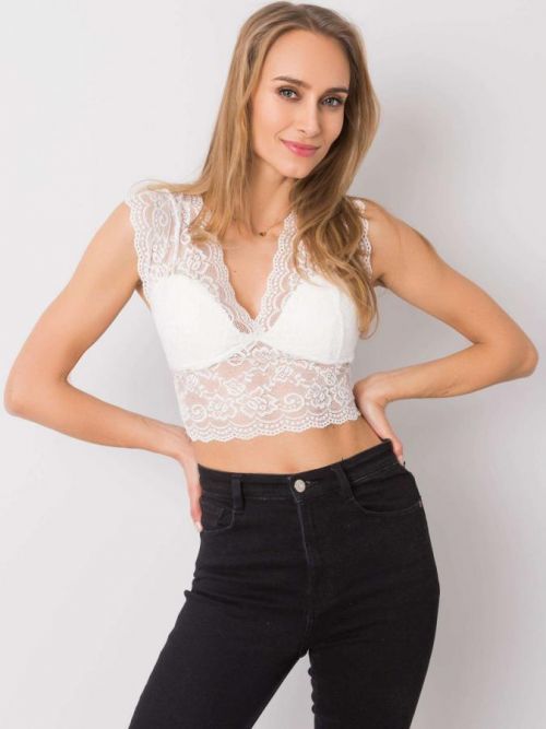 BÍLÝ DÁMSKÝ ELEGANTNÍ TOP S KRAJKOU TW-TP-BI-9638.24-WHITE Velikost: ONE SIZE