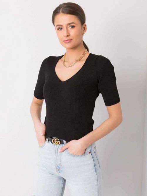 ČERNÉ ŽEBROVANÉ DÁMSKÉ TRIČKO 251-BZ-10057.53-BLACK Velikost: ONE SIZE