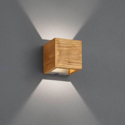 Trio Lighting LED nástěnné světlo Brad ze dřeva up/down, 11x11cm